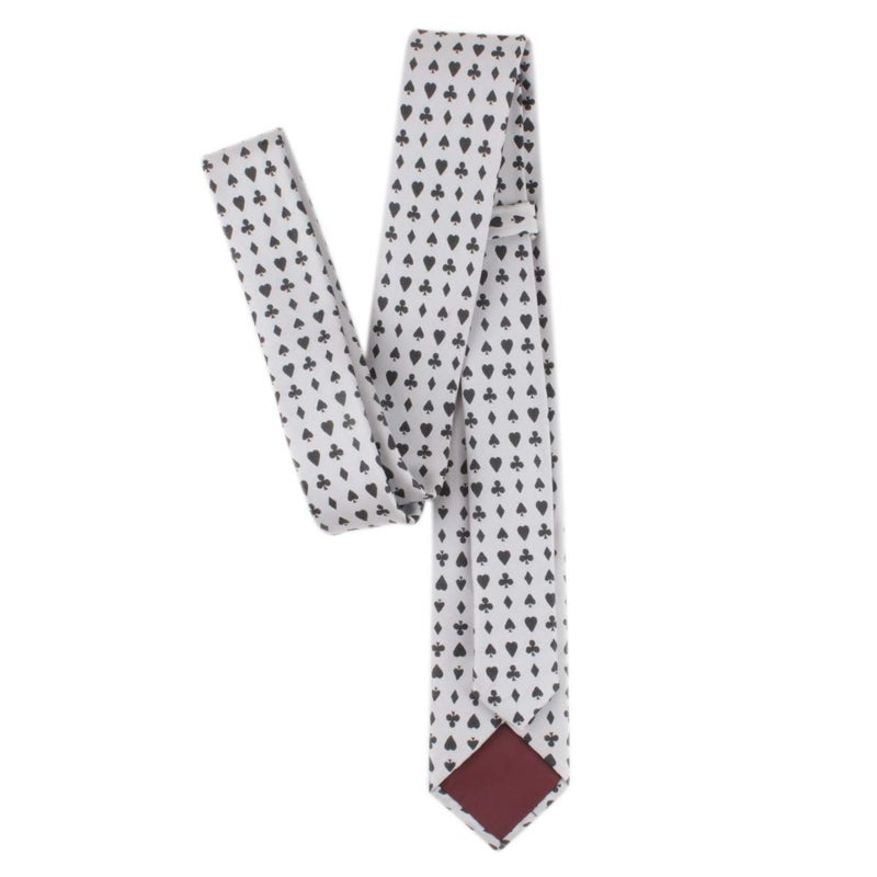 Secdtie Casino Poker Playing Cards Necktie Luxury Slim Neckties Novelty Fashion White Ties Skinny Width - Image 5